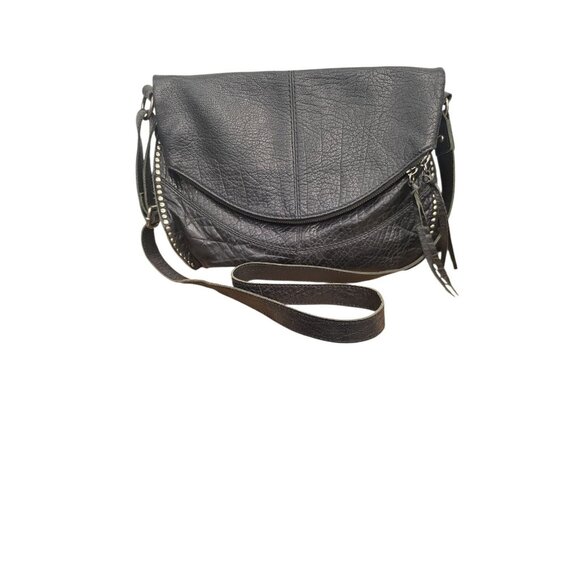 The Sak Handbags - The SAK Silverlake Black Leather Studded Fringe Crossbody Shoulder Bag